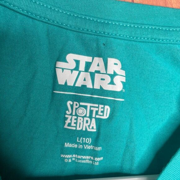 Star Wars Shirt R2D2 Rainbow Gold Shimmer Turquoise Short Sleeve Girls Size 10 - Picture 4 of 5